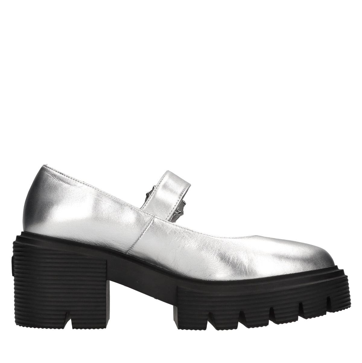 Ballerine in pelle con fibbia di strass 