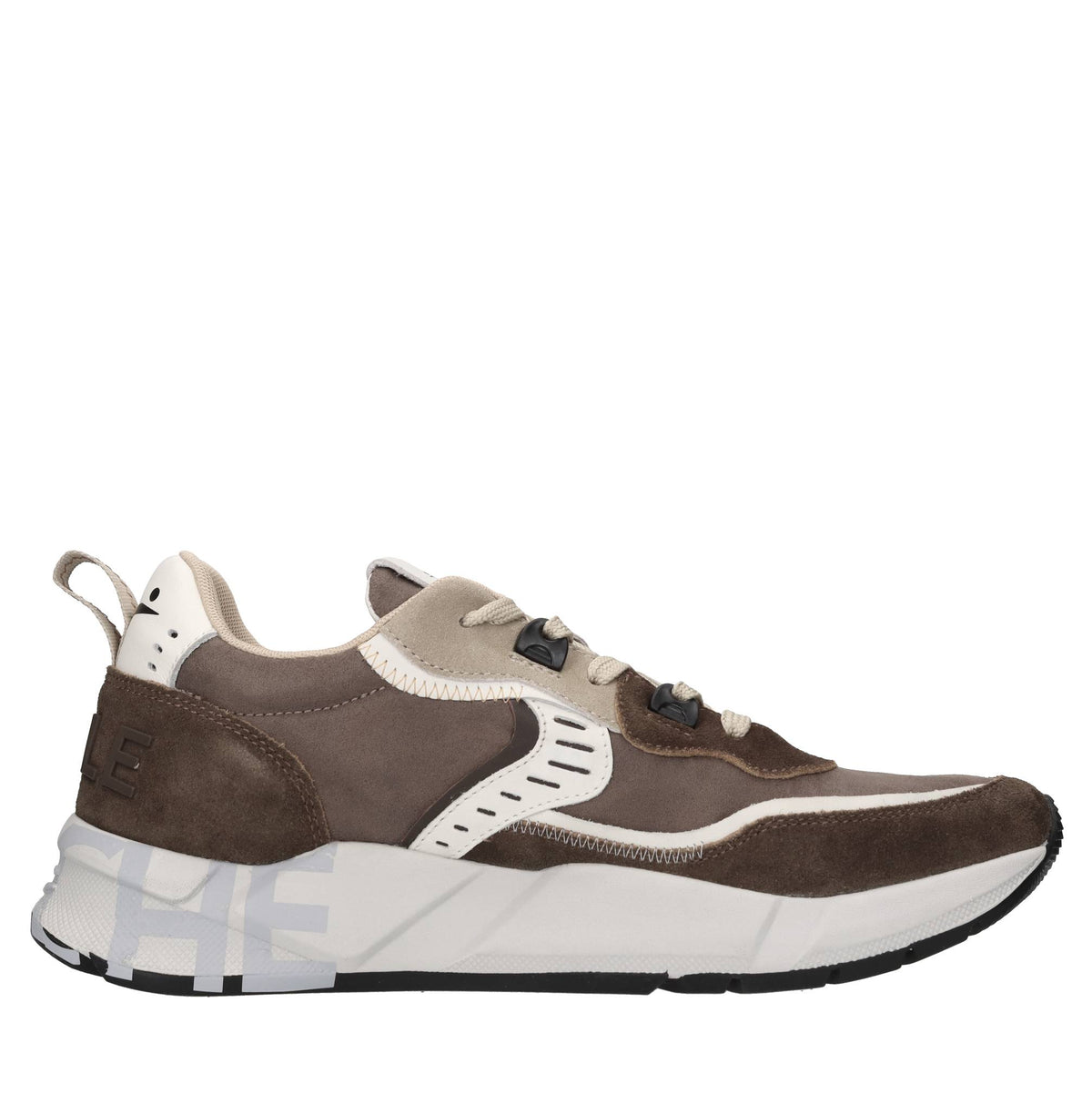 Sneakers in camoscio, pelle e tessuto 