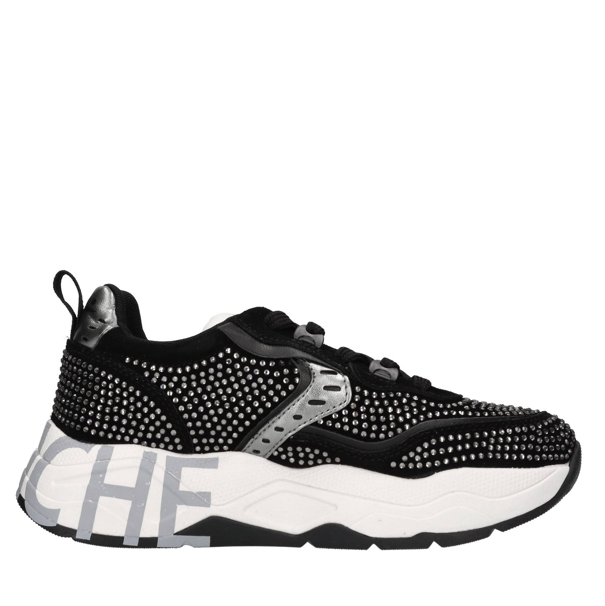 Sneakers in camoscio pelle e strass 