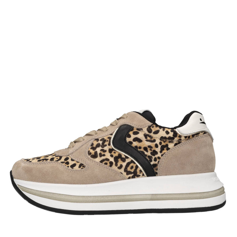 Sneakers in camoscio pelle e cavallino 