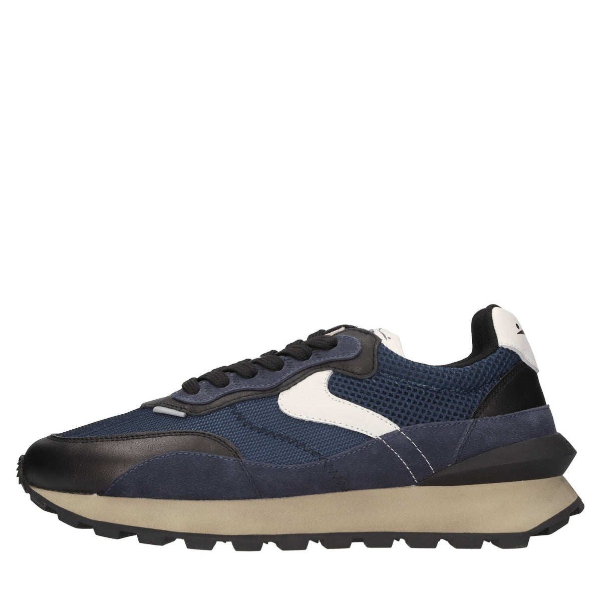 Sneakers in pelle, camoscio e tessuto 