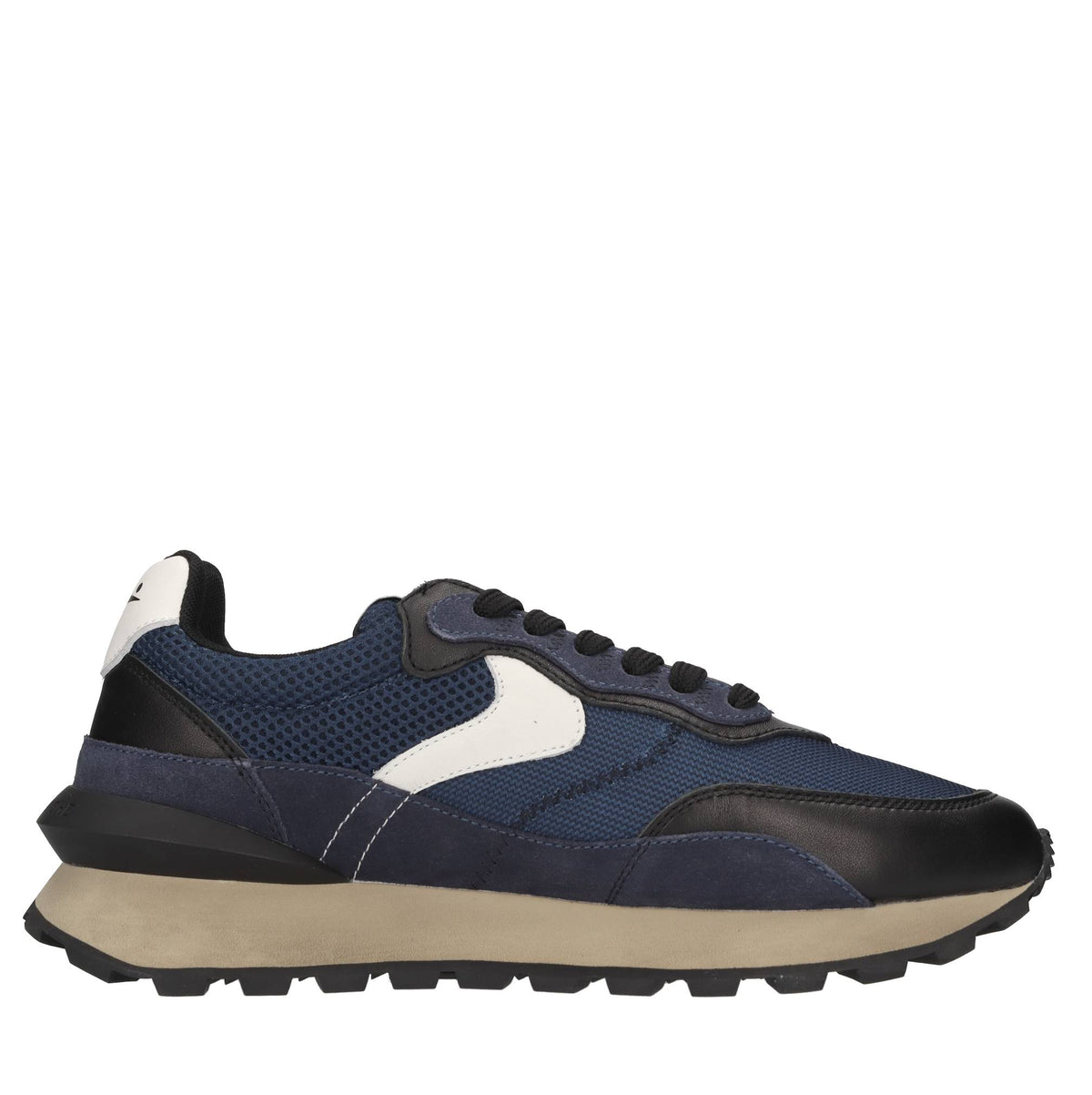 Sneakers in pelle, camoscio e tessuto 