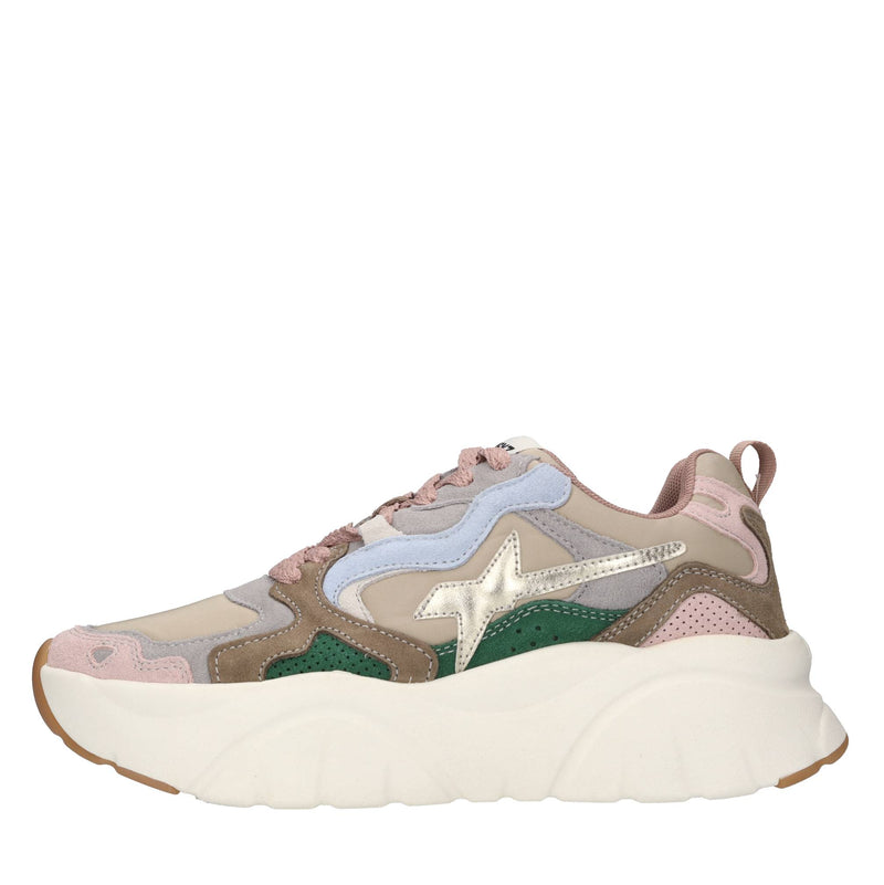 Sneakers in camoscio e tessuto 