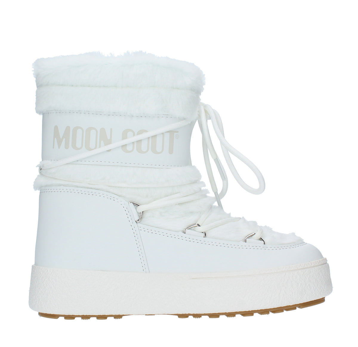 Stivaletti da neve modello LTRACK FAUX FUR MOON BOOT in ecopelliccia e nylon tecnico idrorepellente 