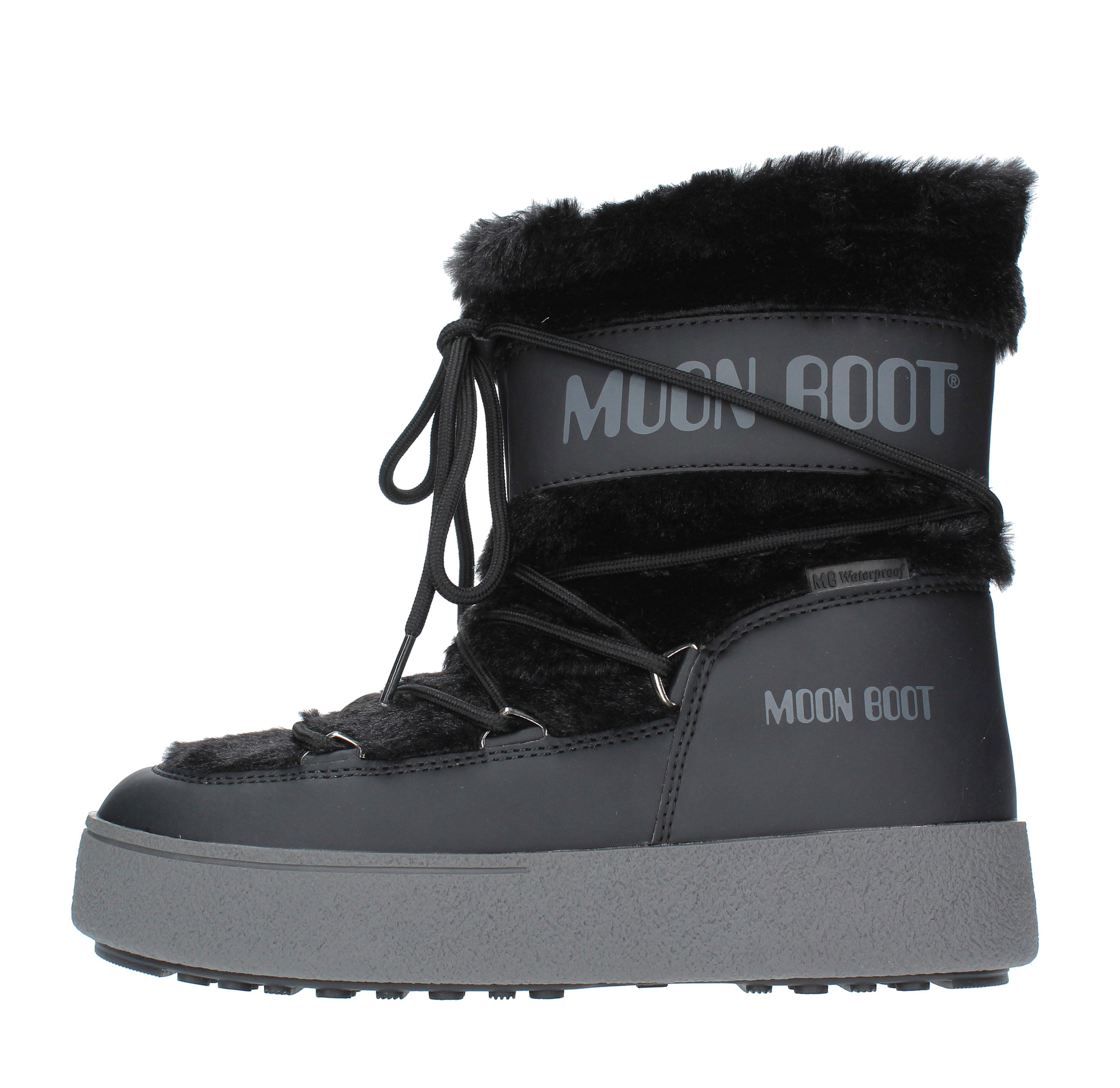 Stivaletti da neve modello LTRACK FAUX FUR MOON BOOT in ecopelliccia e nylon tecnico idrorepellente 