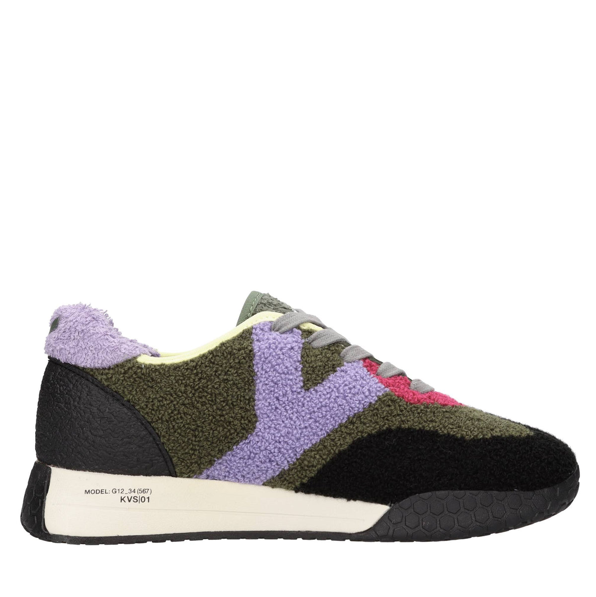 Sneakers vintage in pelliccia floccata 