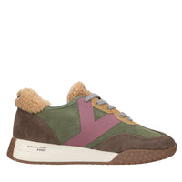 Sneakers vintage in camoscio di pelle, con inserti in eco-pelliccia 