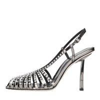 Décolleté Slingback modello CAGE PINS in ecopelle e strass 