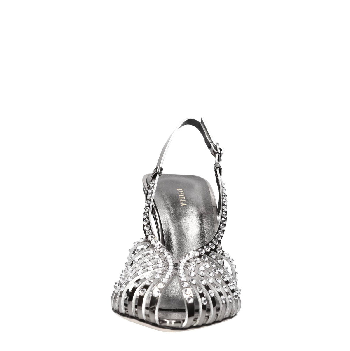 Décolleté Slingback modello CAGE PINS in ecopelle e strass 