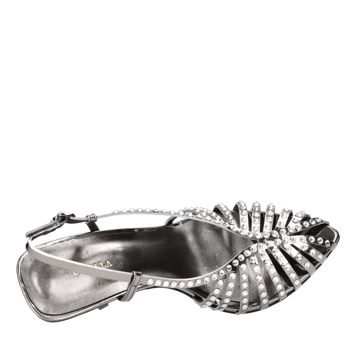 Décolleté Slingback modello CAGE PINS in ecopelle e strass 