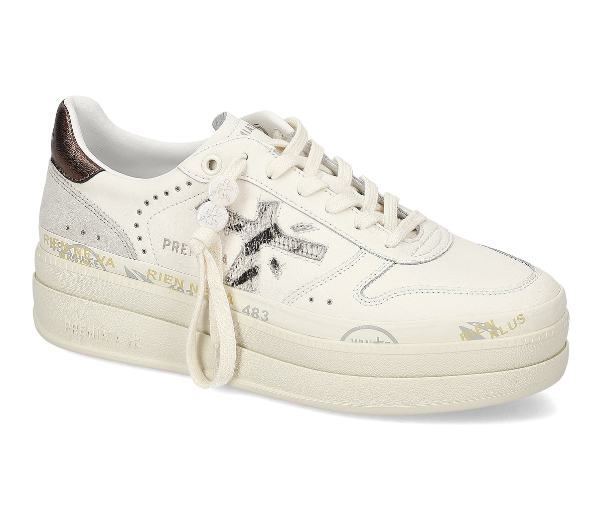 Sneakers in pelle e cavallino. 