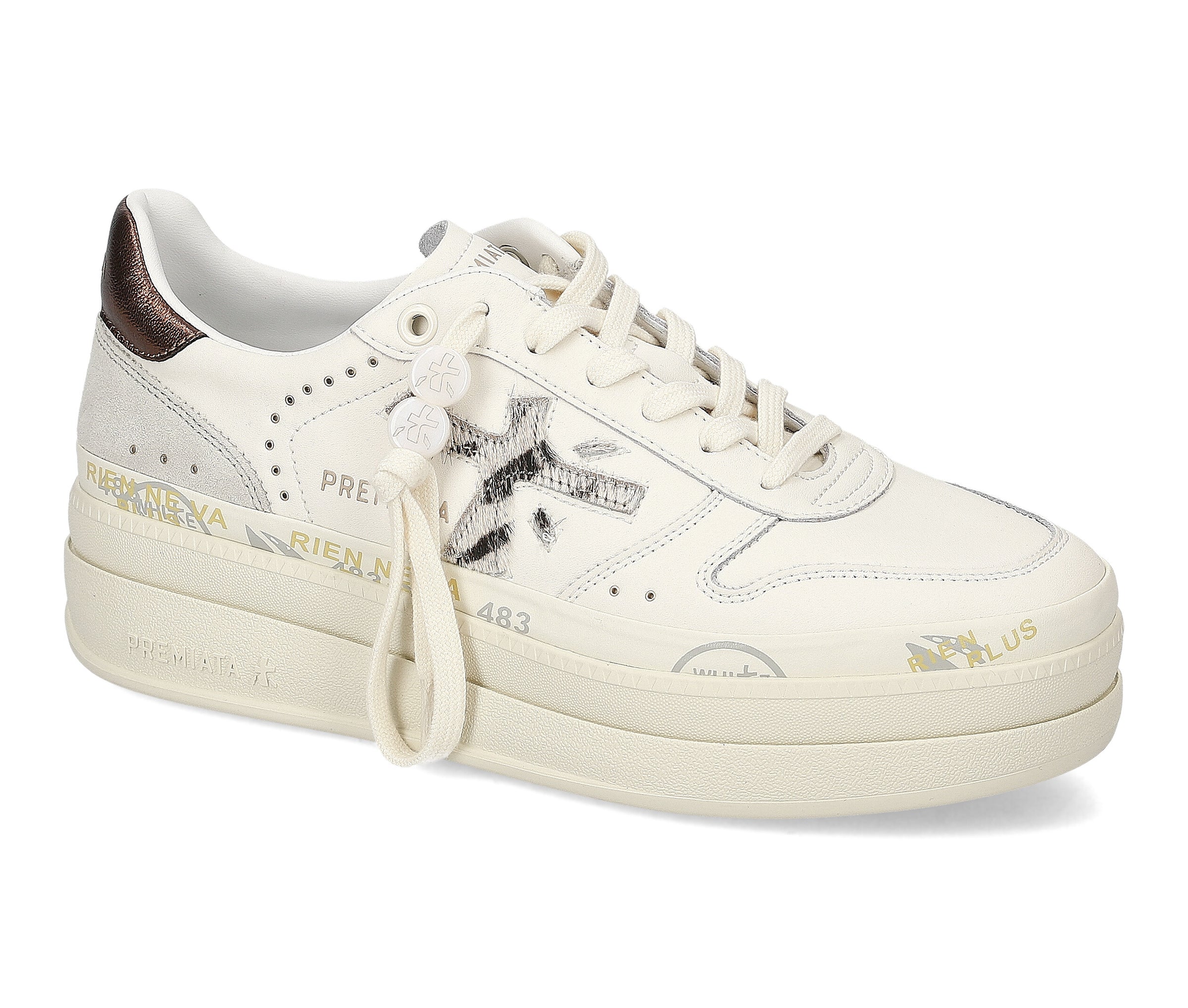 Sneakers in pelle e cavallino. 