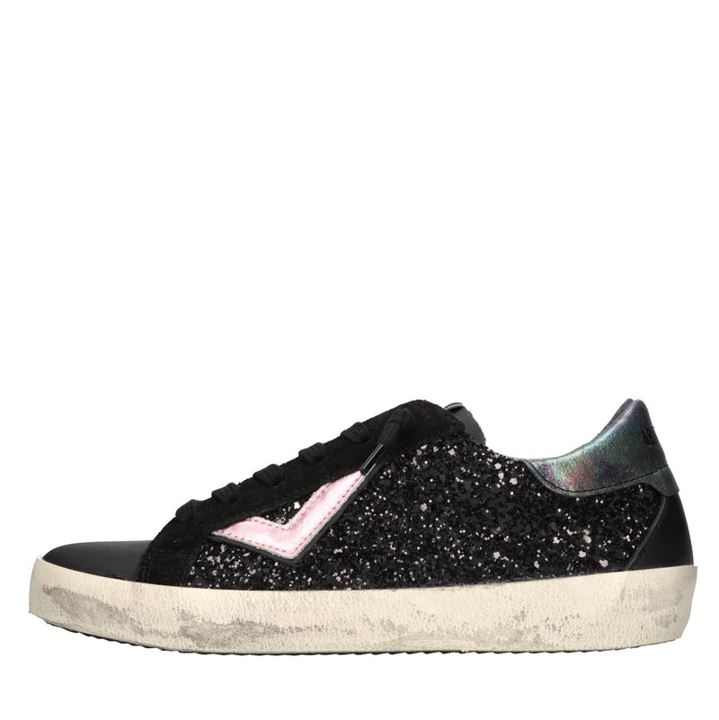Sneakers in pelle e glitter 