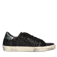 Sneakers in pelle e glitter 