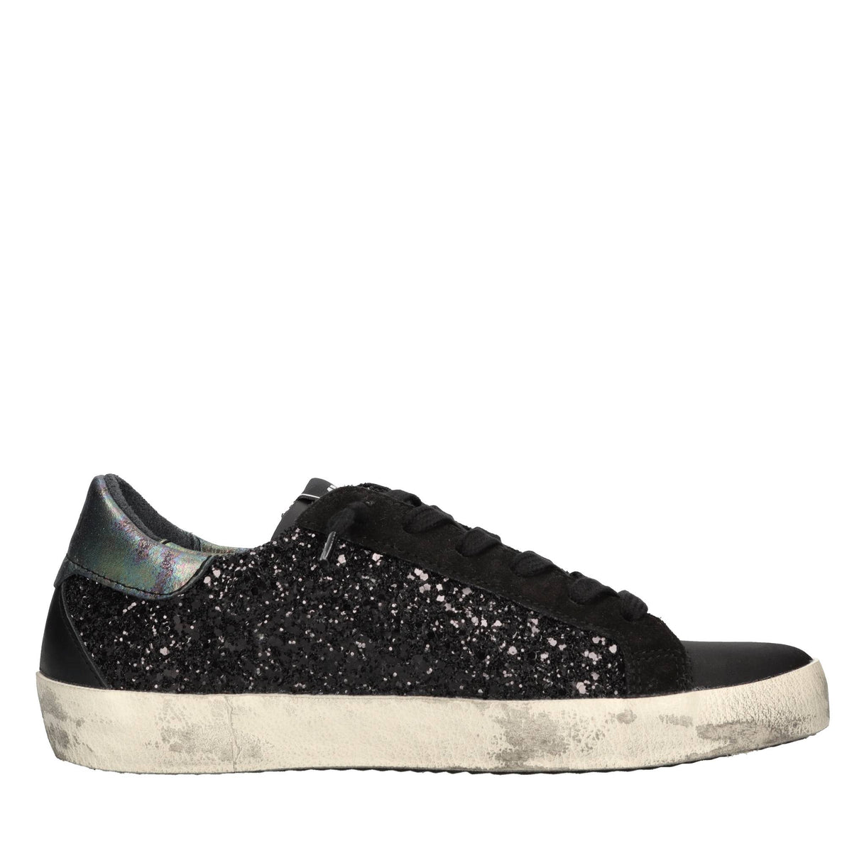 Sneakers in pelle e glitter 