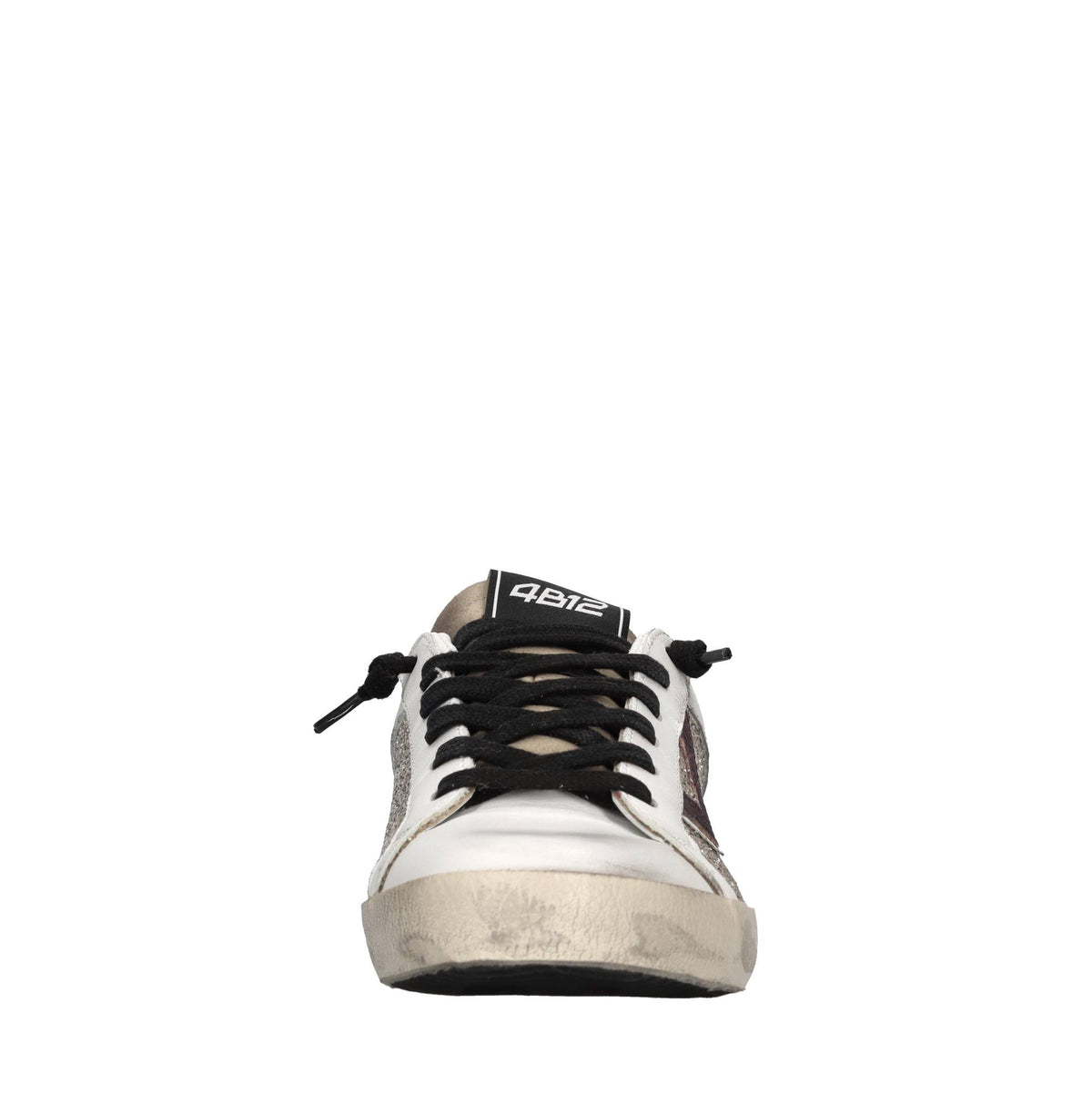 Sneakers in pelle,cavallino e glitter argento 