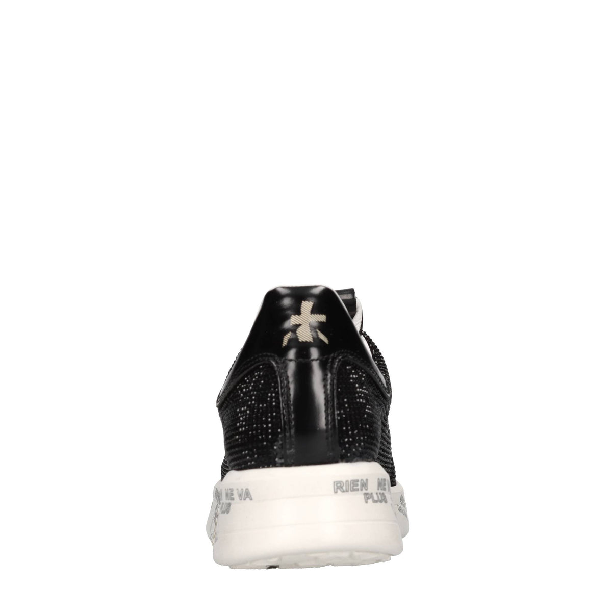Sneakers in pelle tessuto e strass 