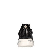 Sneakers in pelle tessuto e strass 