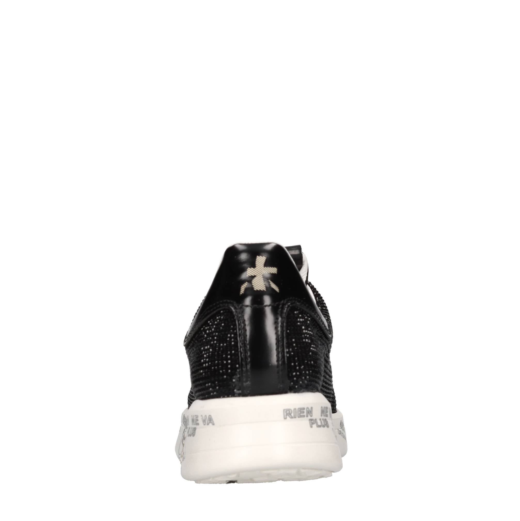 Sneakers in pelle tessuto e strass 