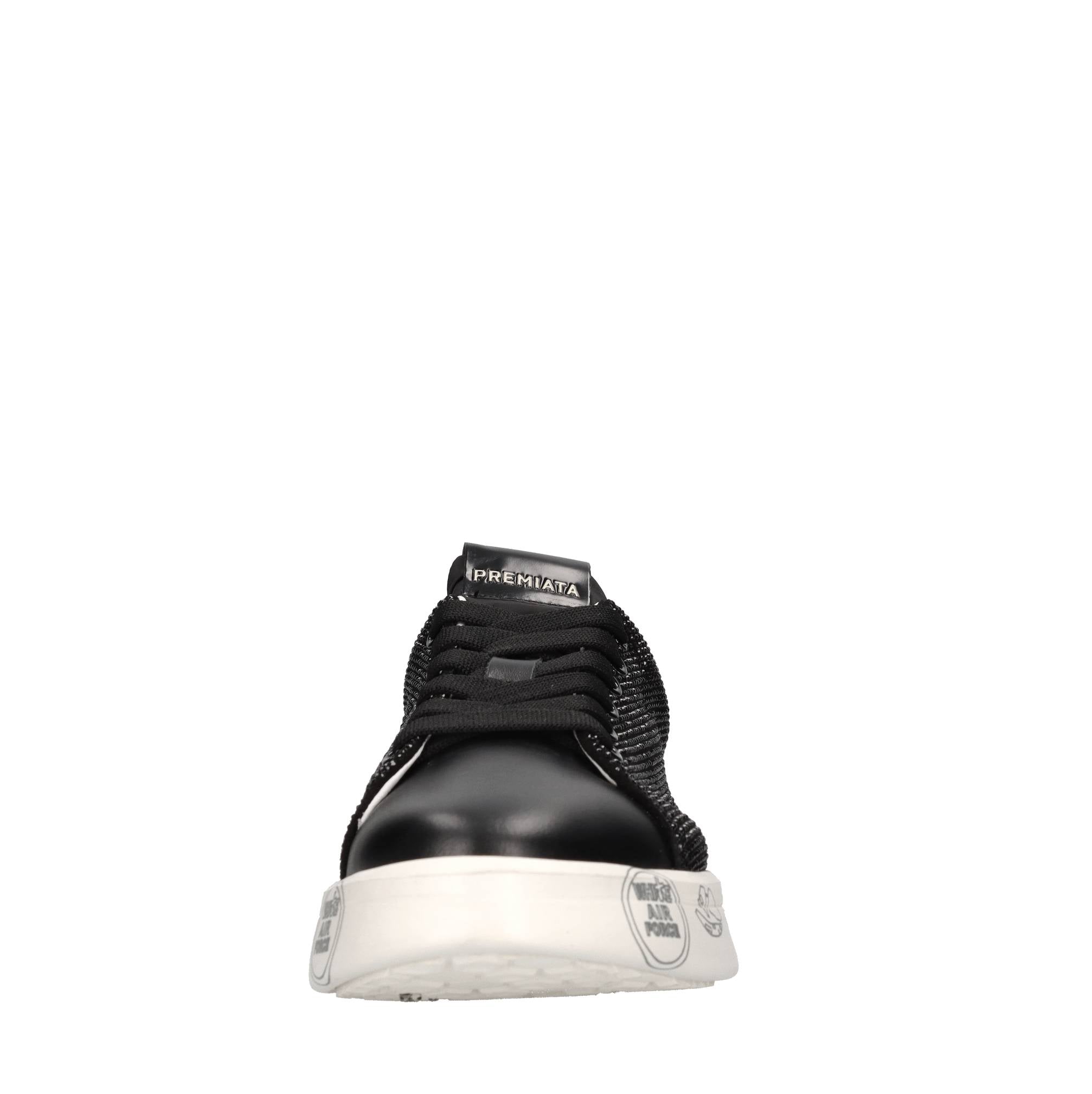 Sneakers in pelle tessuto e strass 
