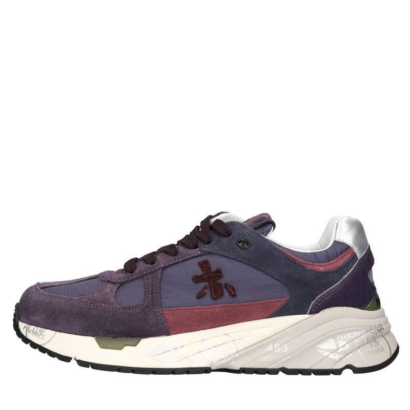 Sneakers in pelle e tessuto 