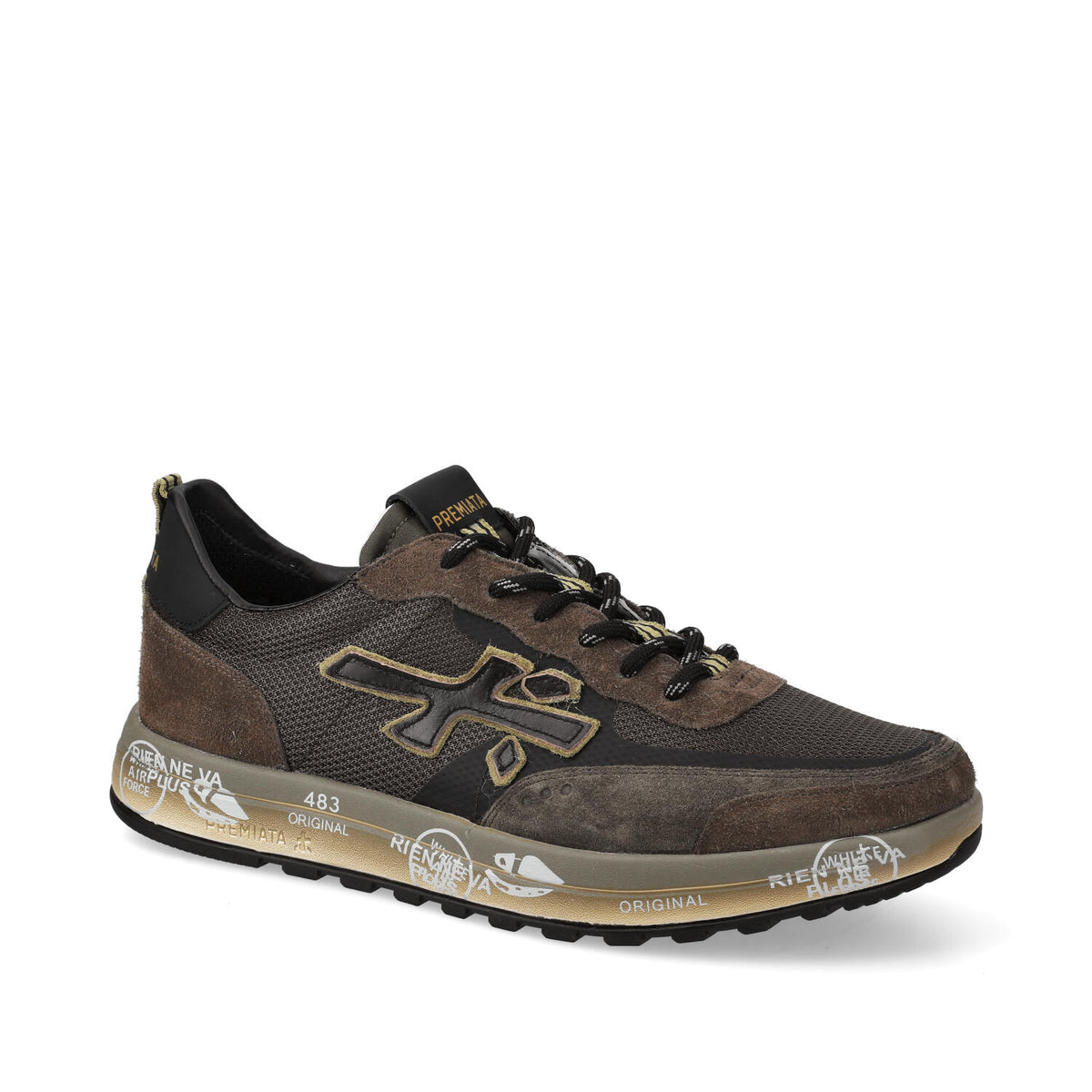 Sneakers in camoscio tessuto ed ecopelle 