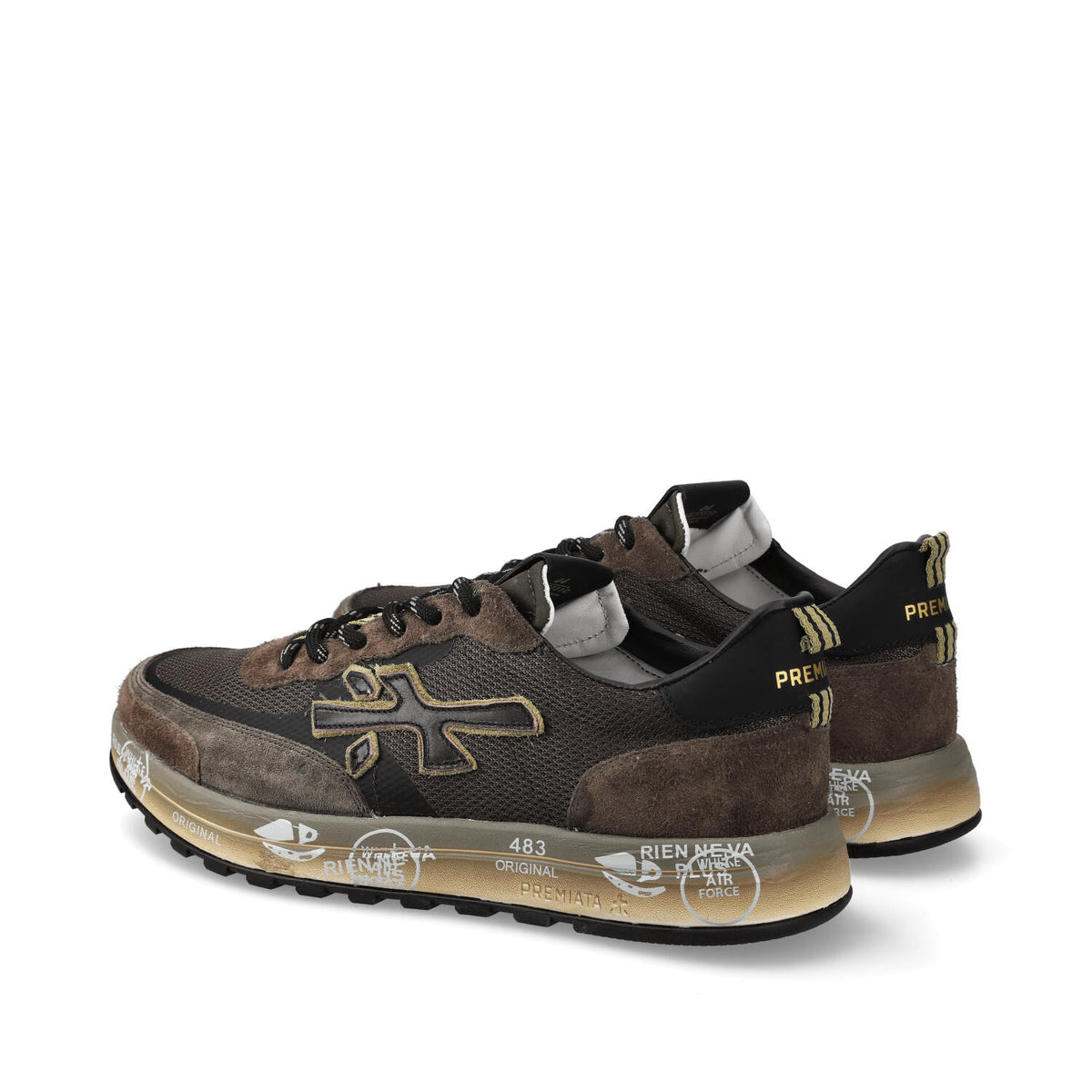 Sneakers in camoscio tessuto ed ecopelle 