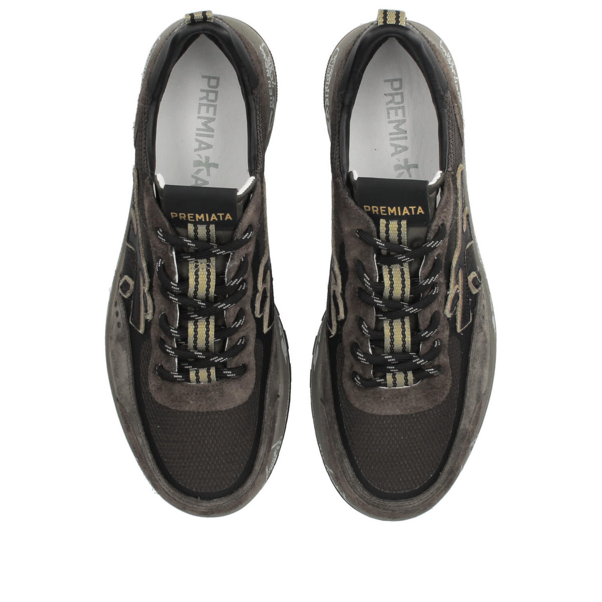 Sneakers in camoscio tessuto ed ecopelle 