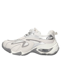 Sneakers in pelle e tessuto 