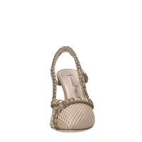Décolleté slingback Julia Heaven in camoscio e rete di tessuto con strass 