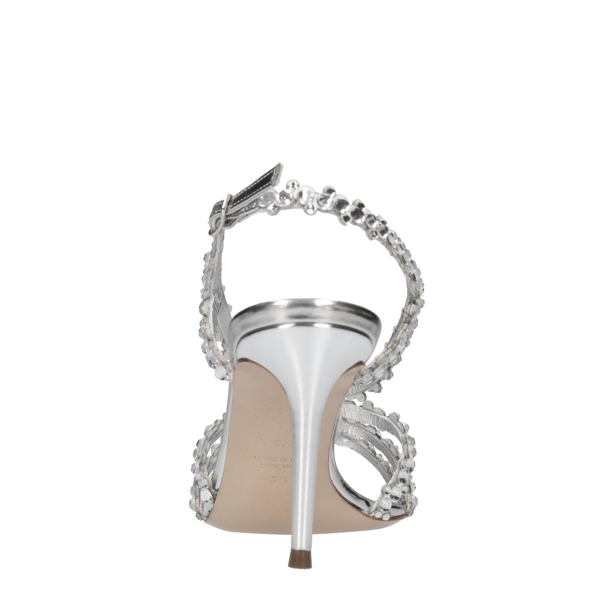 Sandali Julia C-Love in strass e pelle laminata<BR/> 