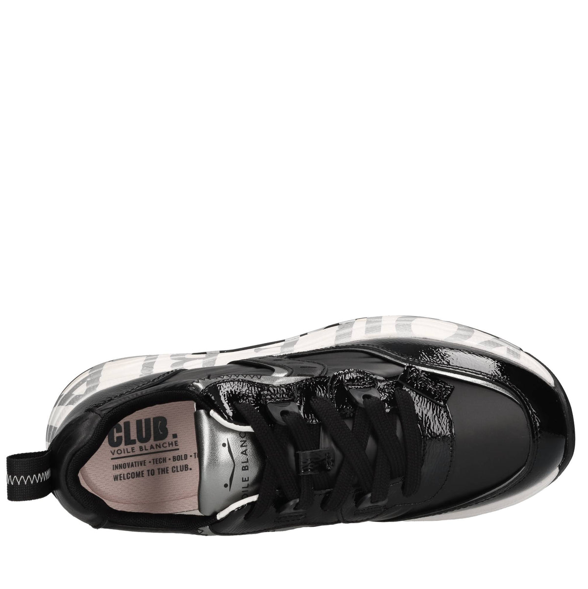 Sneakers in vernice e tessuto tecnico 
