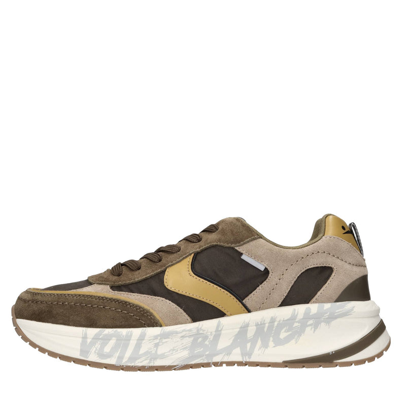 Sneakers in camoscio e tessuto 