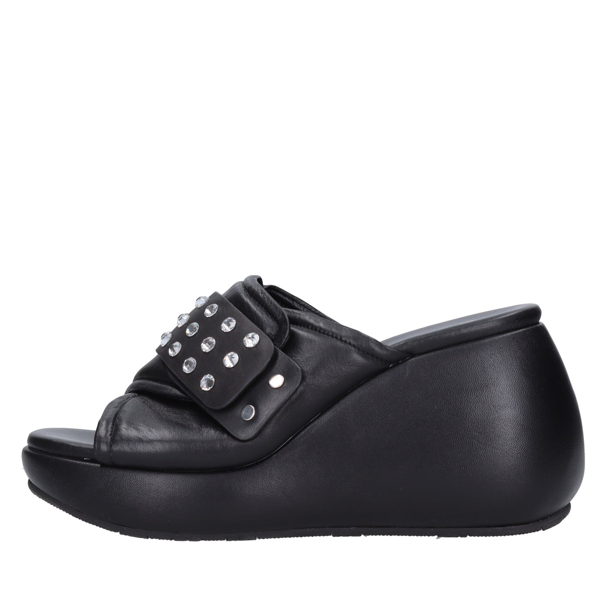 Mules Zeppa in pelle e strass 
