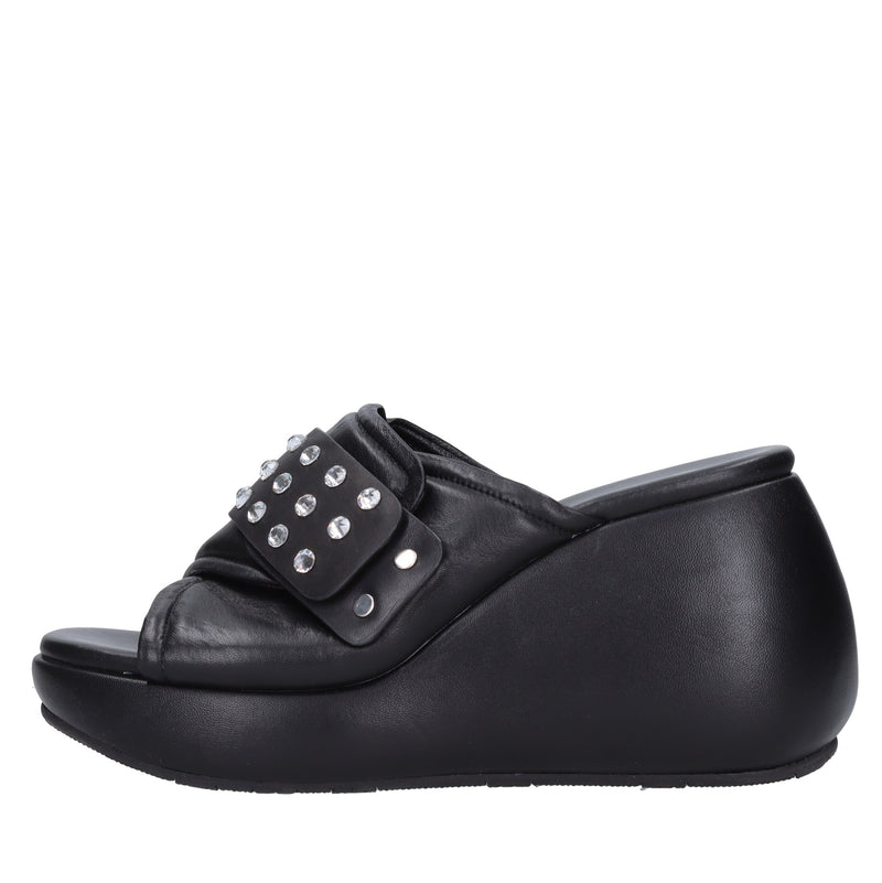 Mules Zeppa in pelle e strass 