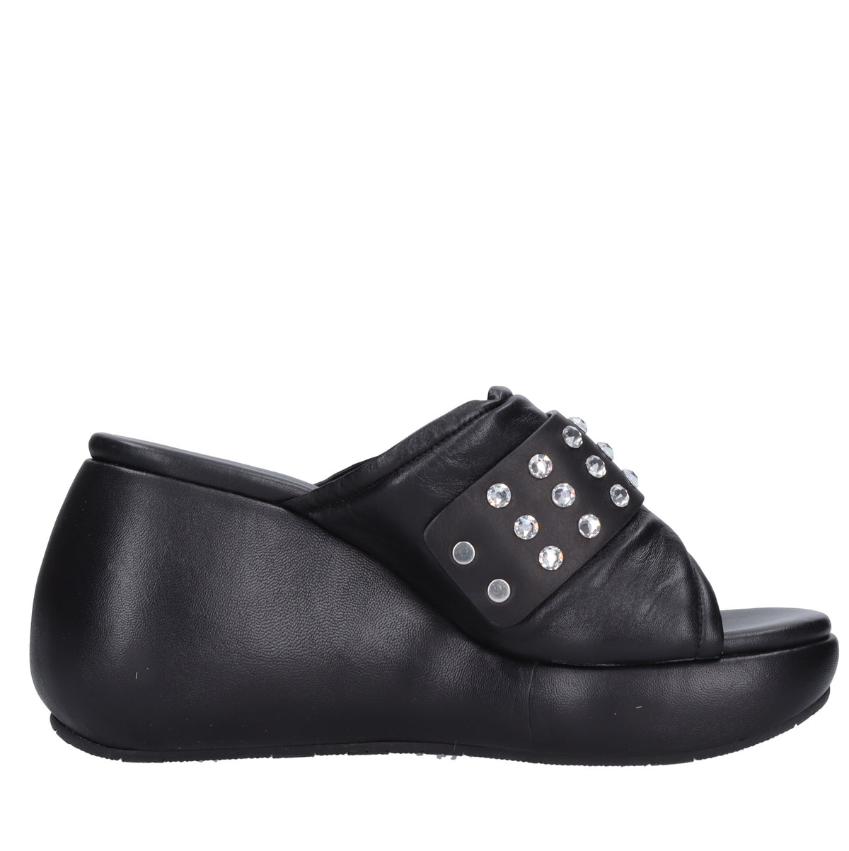 Mules Zeppa in pelle e strass 