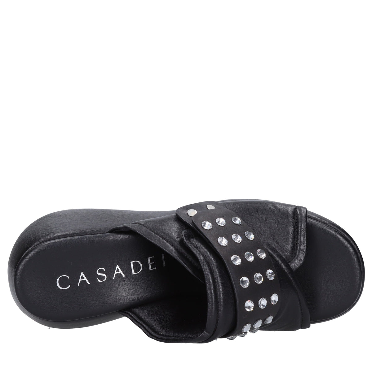 Mules Zeppa in pelle e strass 