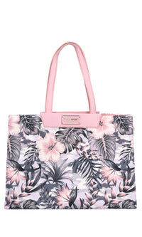 Borsa in tessuto con inserti in ecopelle 