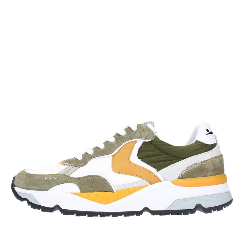 Sneakers in pelle e tessuto 