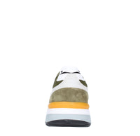 Sneakers in pelle e tessuto 