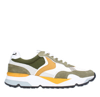 Sneakers in pelle e tessuto 