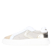 Sneakers in camoscio pelle e tessuto 