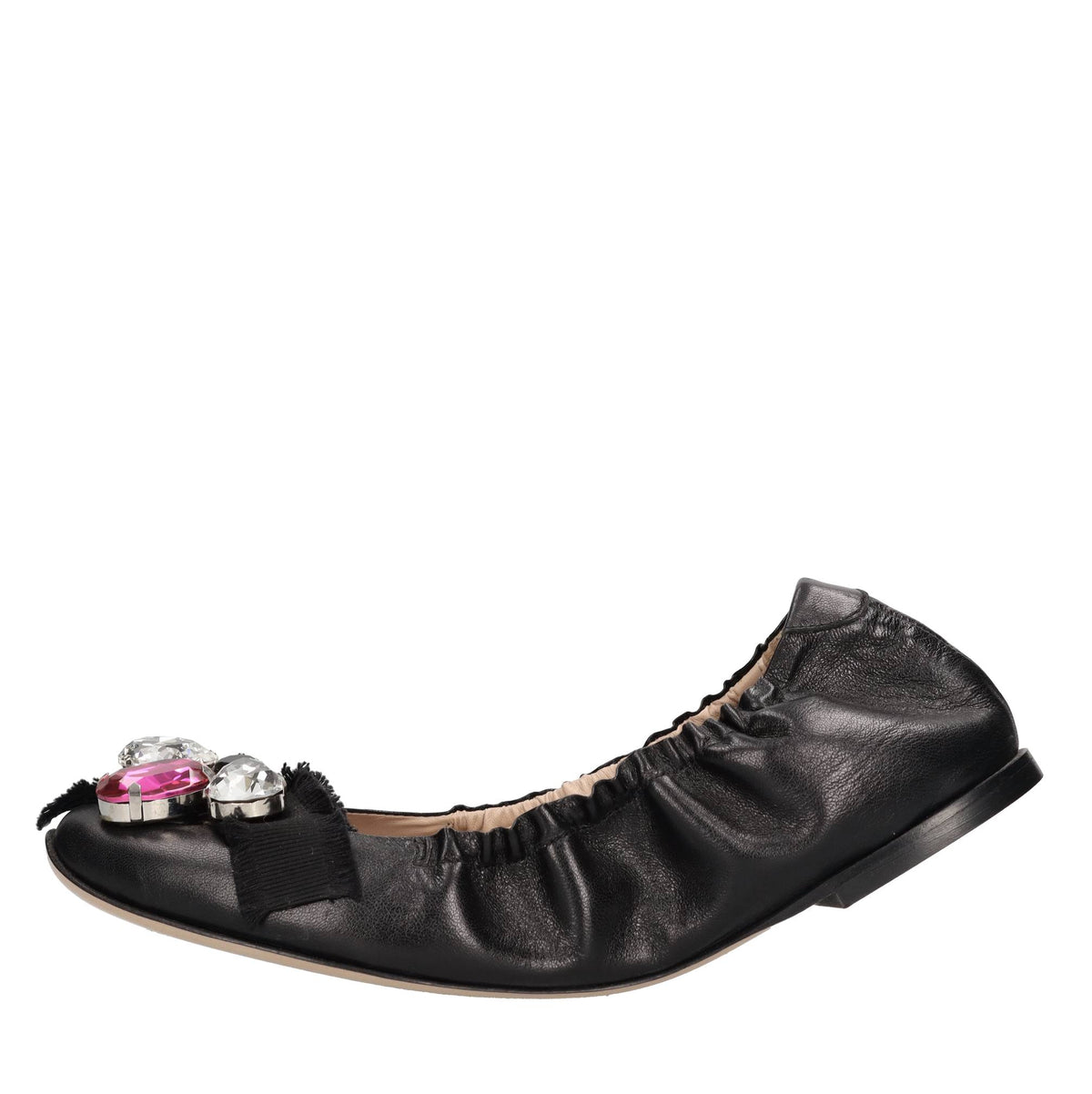 Ballerine in pelle con applicazioni gioiello 