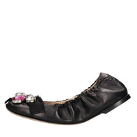Ballerine in pelle con applicazioni gioiello 