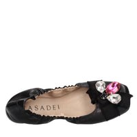 Ballerine in pelle con applicazioni gioiello 
