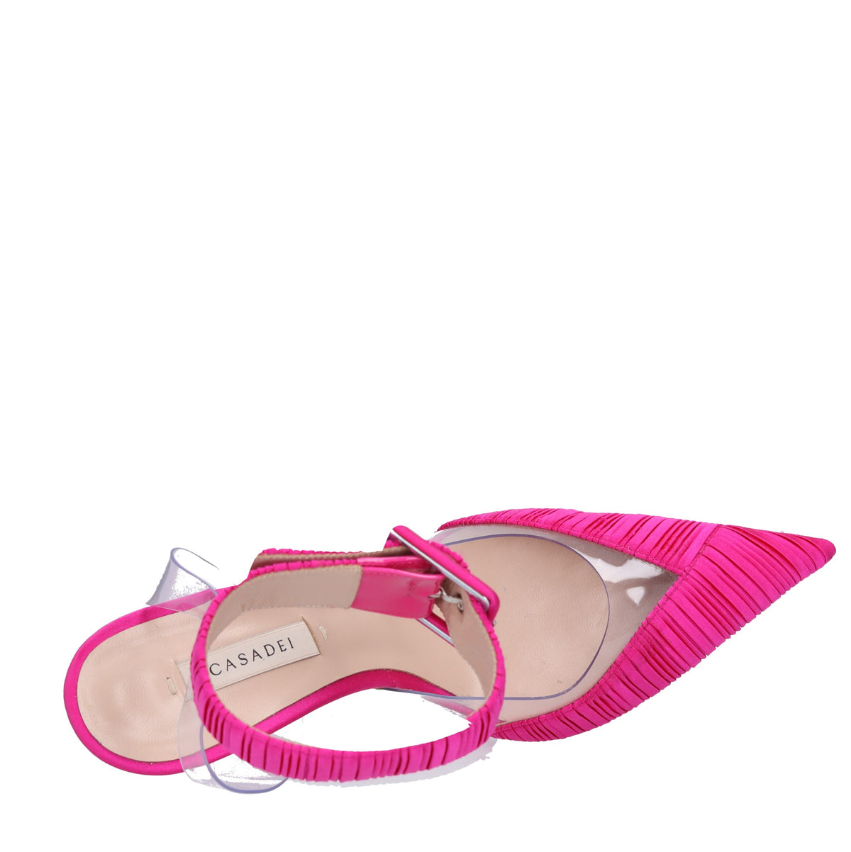 Décolleté Slingback in raso e plexi 