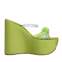 Mules Zeppa in raso plexi e strass 