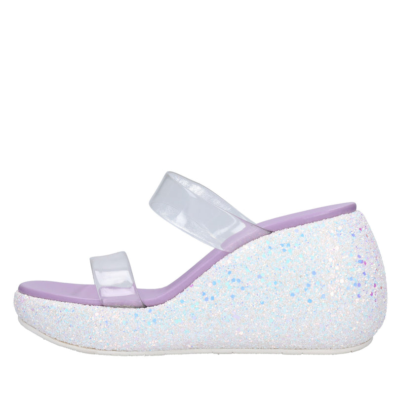 Mules Zeppa in plexi e glitter 