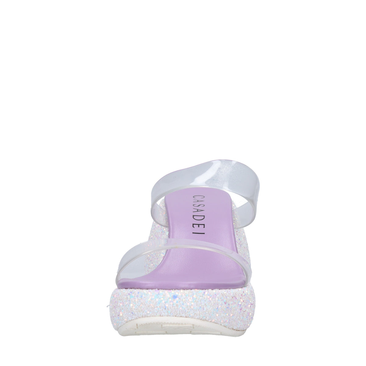 Mules Zeppa in plexi e glitter 