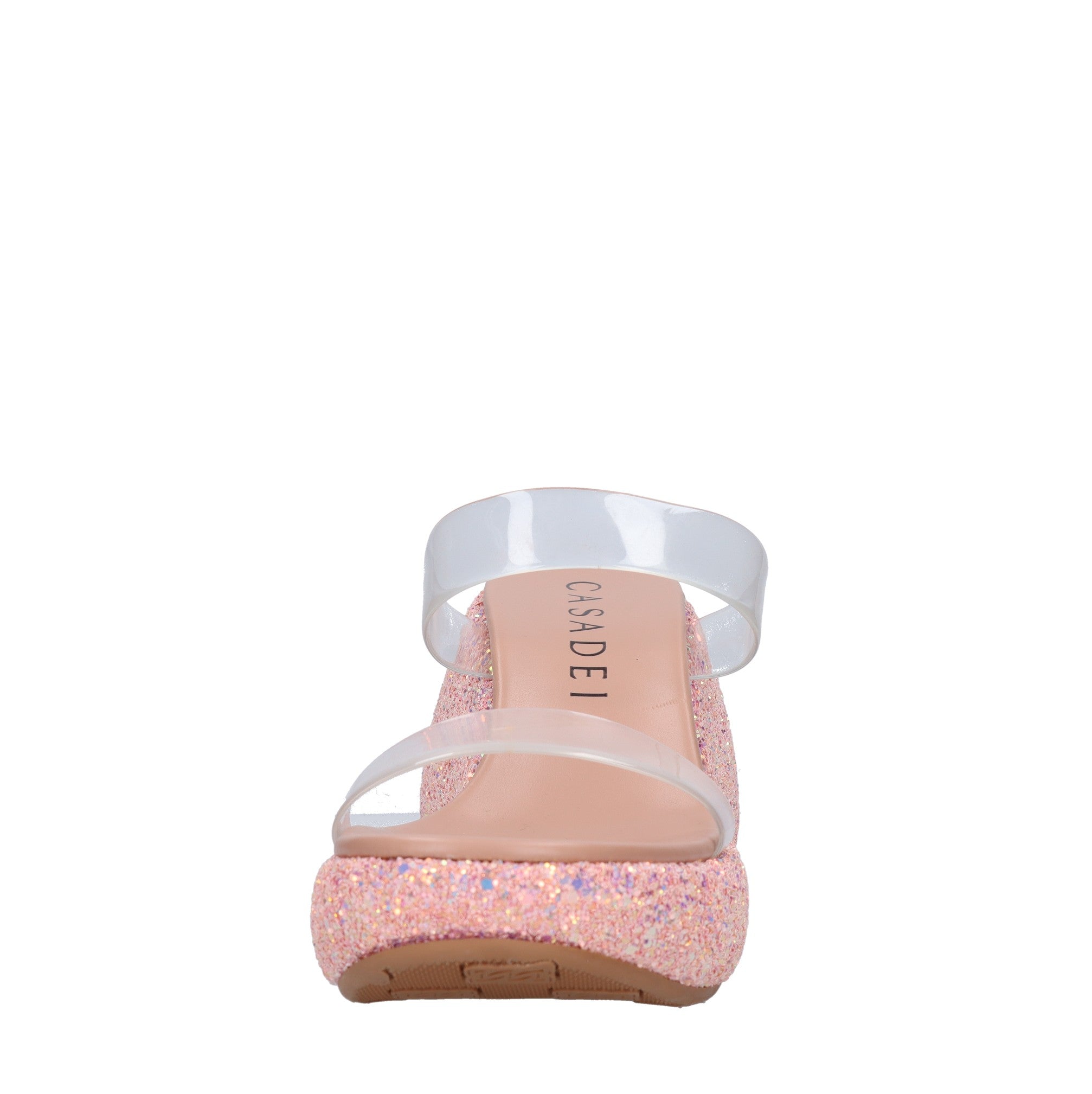 Mules Zeppa in plexi e glitter 